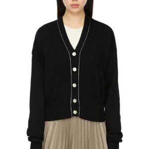 Black cardigan with opal color button